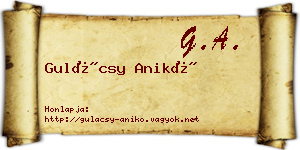 Gulácsy Anikó névjegykártya